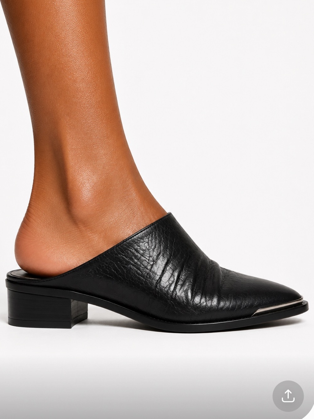 SENSO Black Croc-Embossed Pointed Slip-On Mule